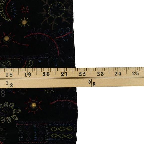 Chicos Black Velvet Embroidered Jacket Blazer 1 US M Boho Artsy Career Studded - Picture 6 of 16